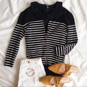 J Crew • Striped Jackie Cardigan